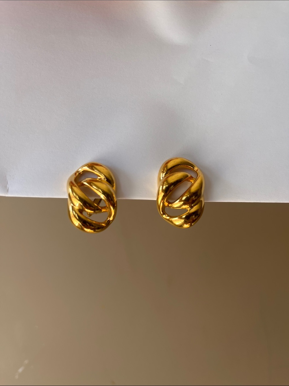 22k Gold Plated Twist Knot Stud Earrings Unbranded Clip On Elegant Jewelry